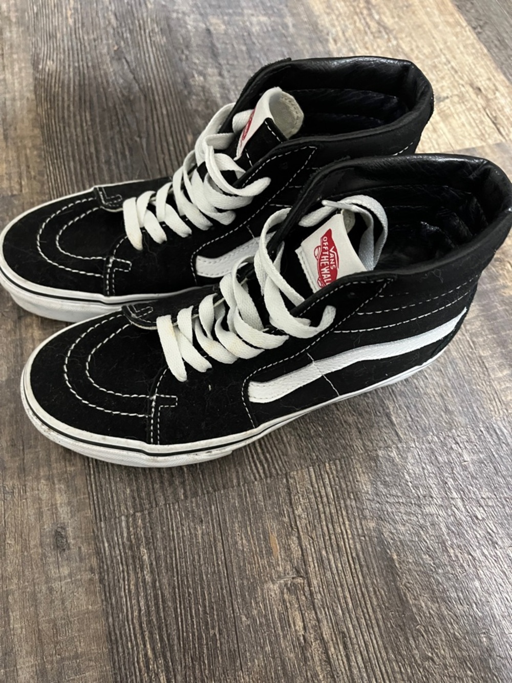 Vans Black and White High-Top Skate Sneakers